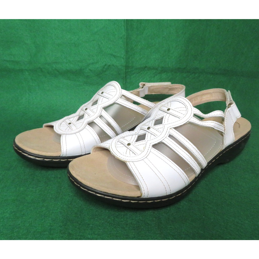 Clarks Leisa Janna Womens White Leather Sandal Gladiator Comfort Size 12 M - NEW